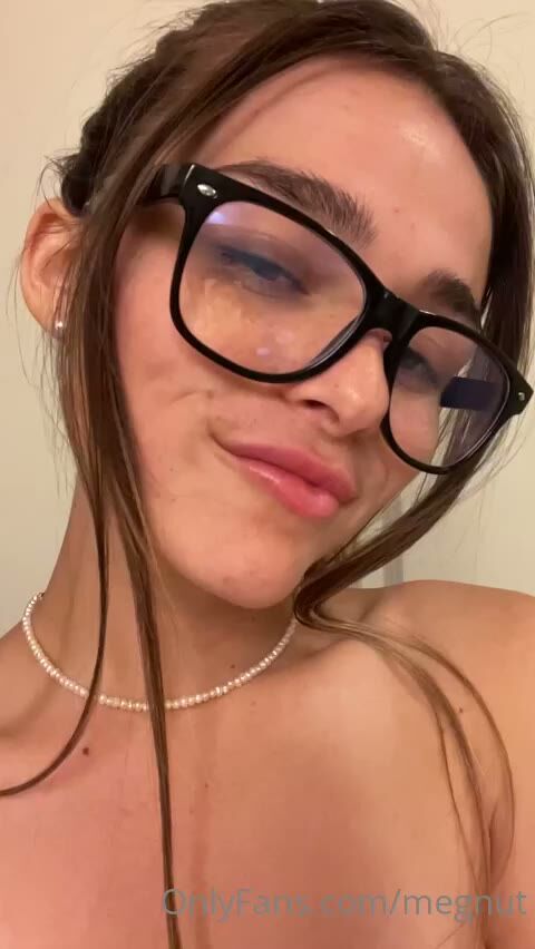 Freckled Brunette Teen Teases Topless in Glasses