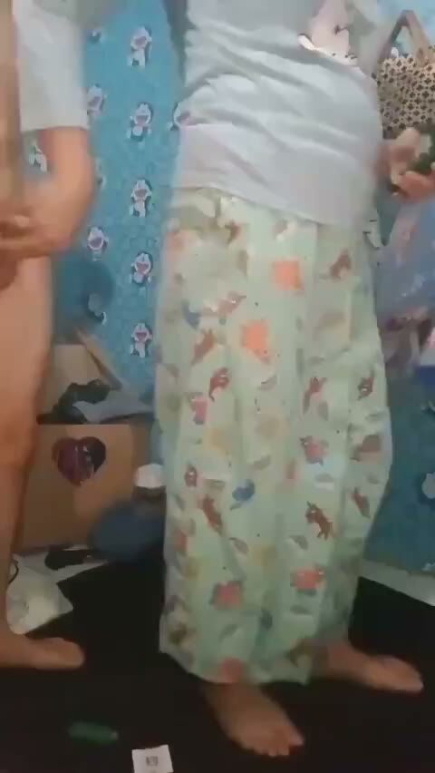 Chubby Amateur in Pajamas with Naked Cock