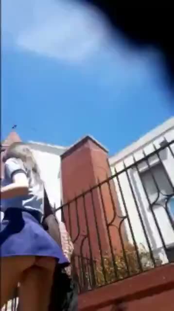 Blonde Teen Flashes Ass in Public Street