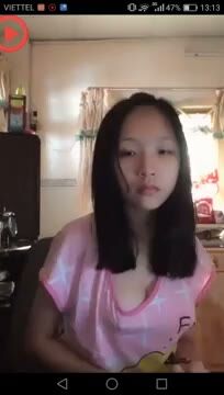 Petite Vietnamese Teen Black Hair Webcam Tease