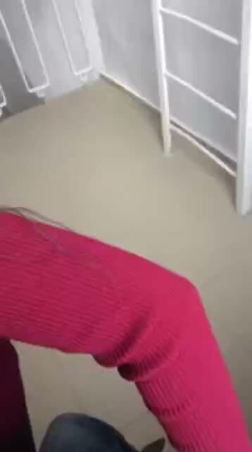 Amateur Brunette Bent Over in Pink Sweater