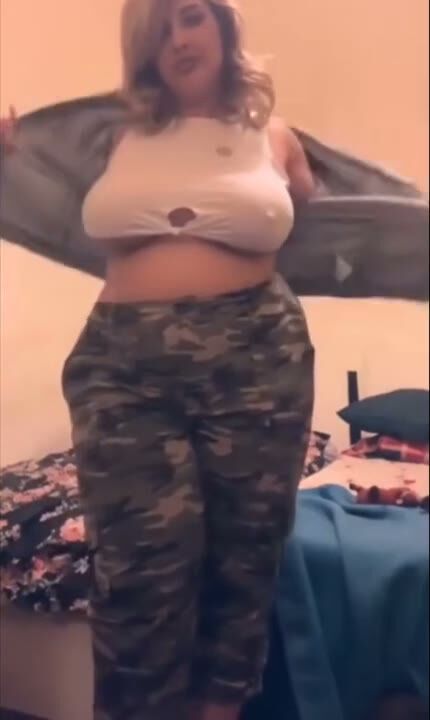 Curvy Arab BBW Camo Striptease