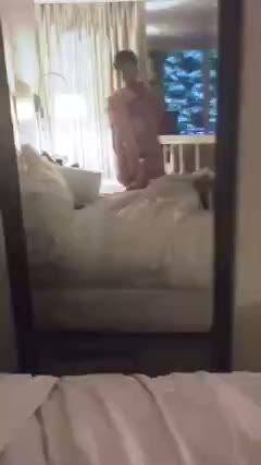 Slim Brunette Teen Takes Bedroom Mirror Selfie