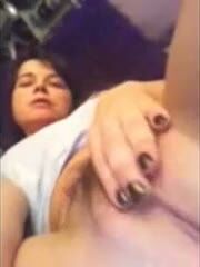 Chubby Brunette Dildo Masturbation
