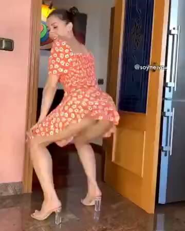 Curvy Latina Shows Big Ass in Floral Dress