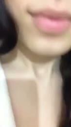 Tattooed Brunette Teen Shows Neck Tattoo Closeup