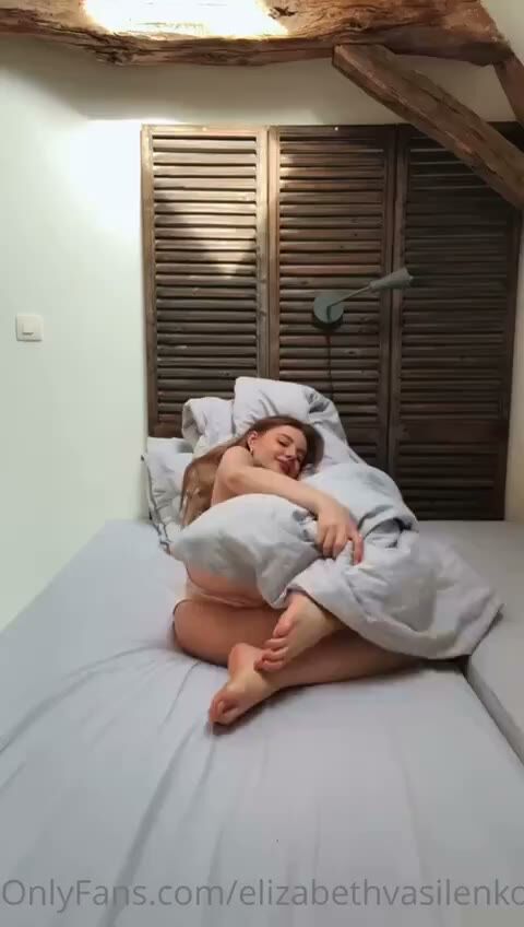 Petite Brunette Teen Nude Hugging Pillow in Bed