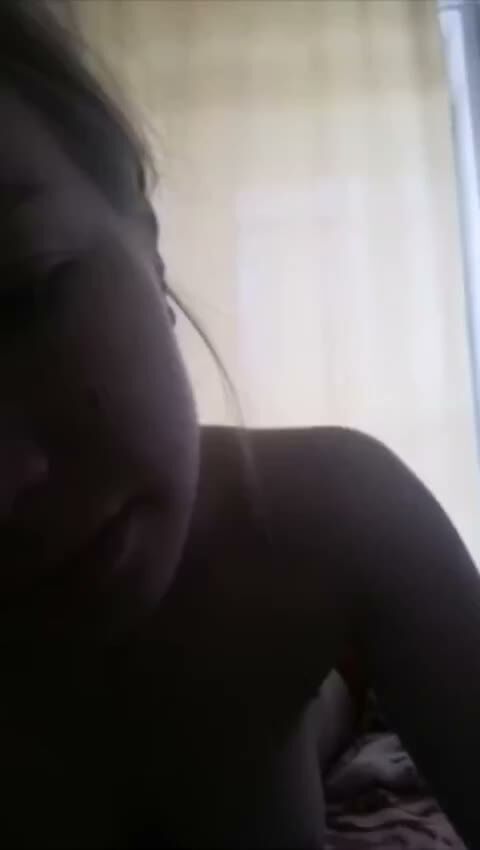 Young Brunette Teen Topless in Bedroom