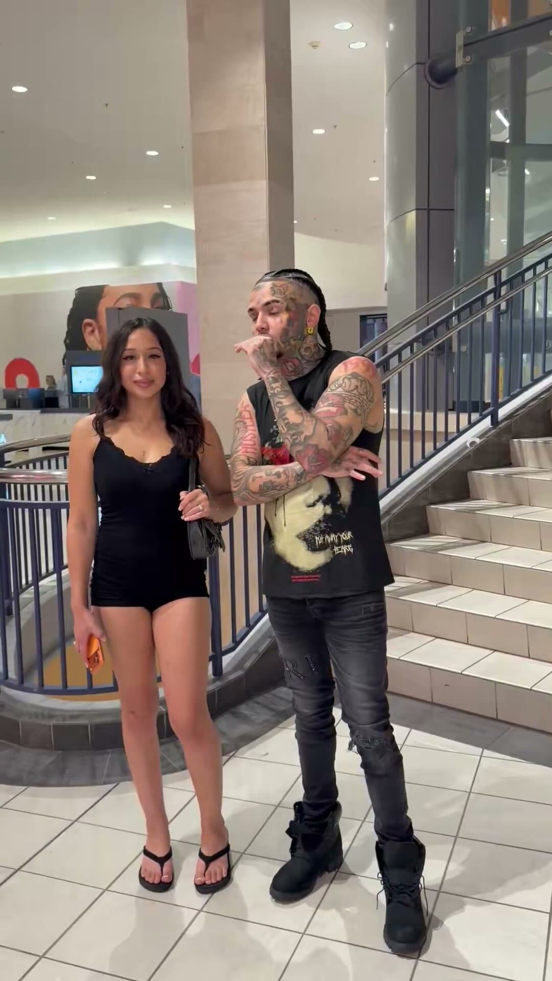 Tattooed Stud Creampies Asian Babe in Threesome