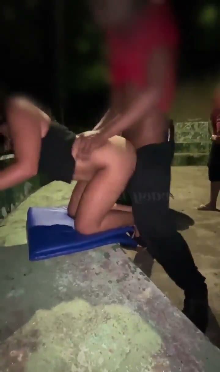 Brunette Babe Doggystyle Fucked on Outdoor Ledge