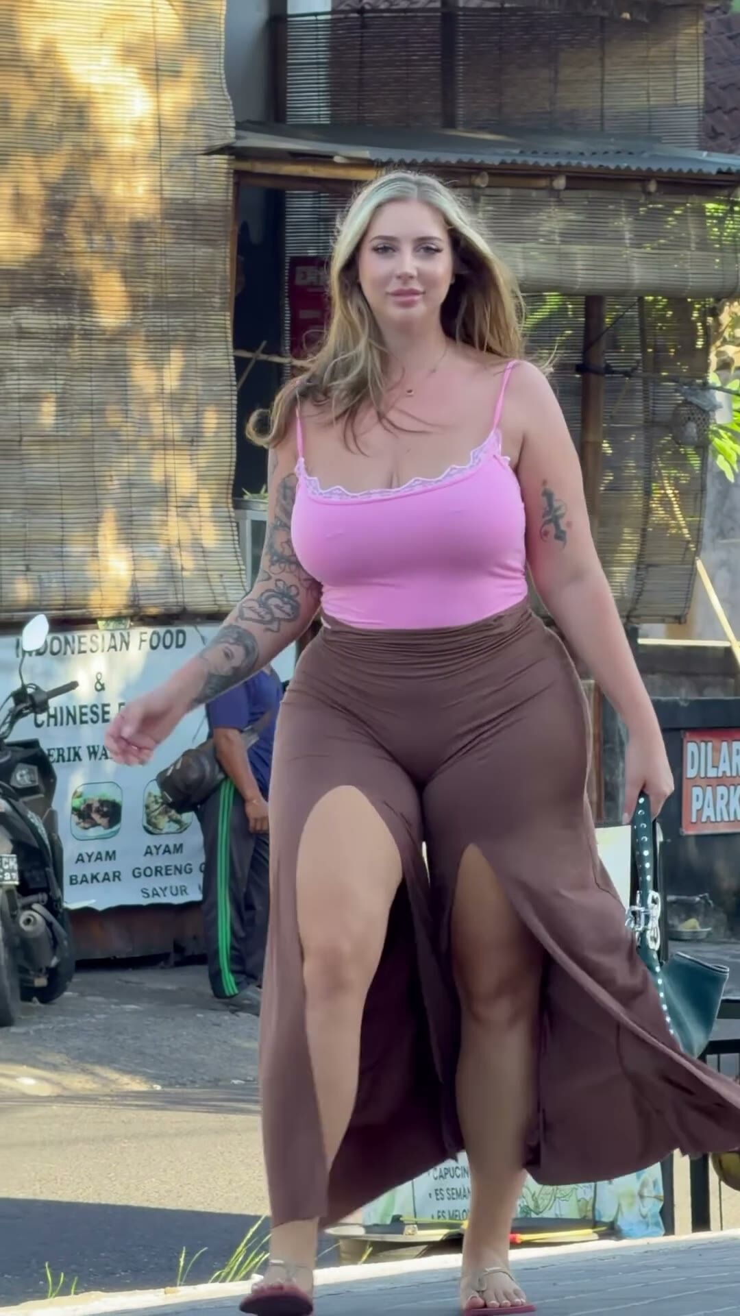 Chubby Blonde BBW Public Street Walk