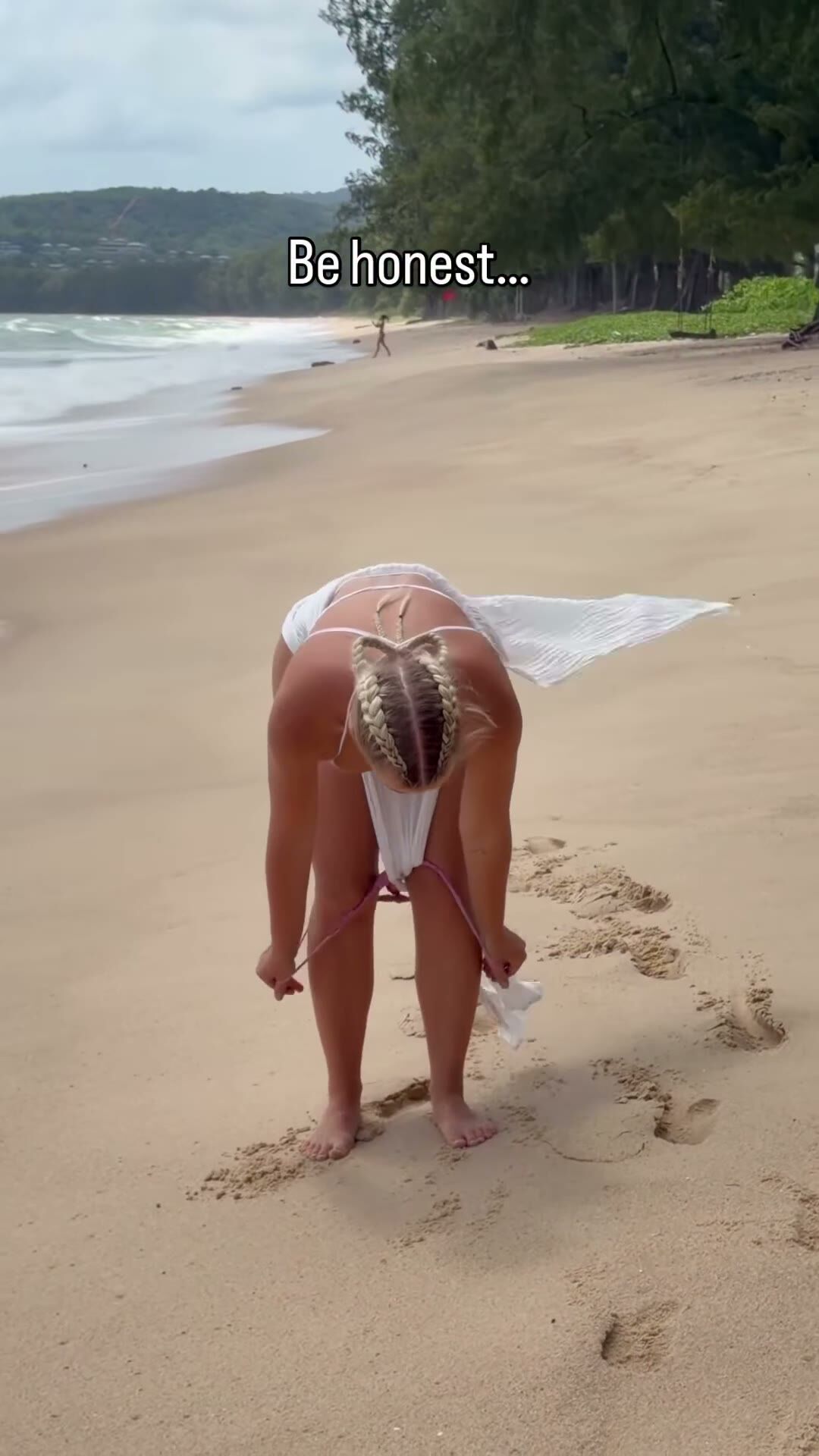 Busty Blonde Beach Bikini Tease