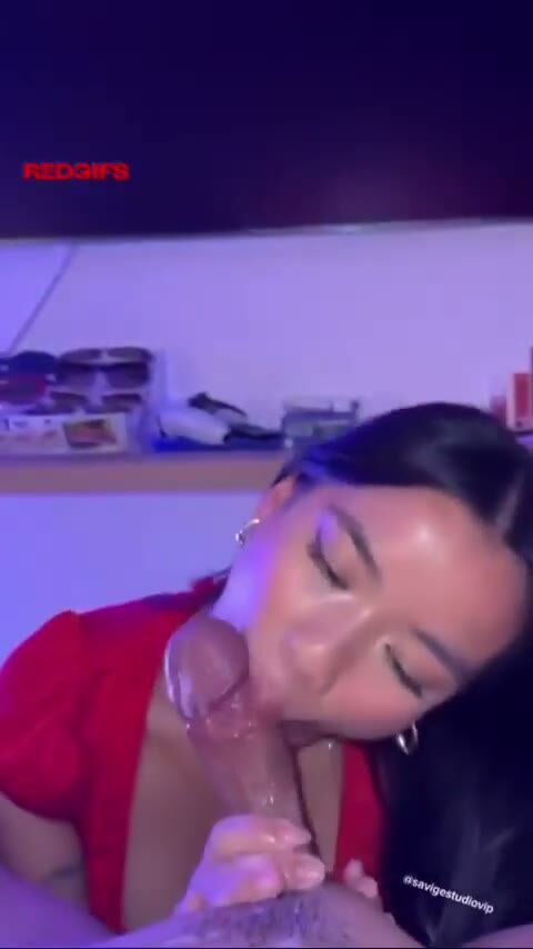 Asian Babe Gives Sloppy BBC Blowjob