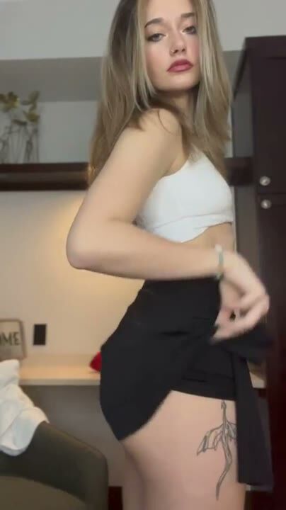 Blonde Teen Skirt Tease