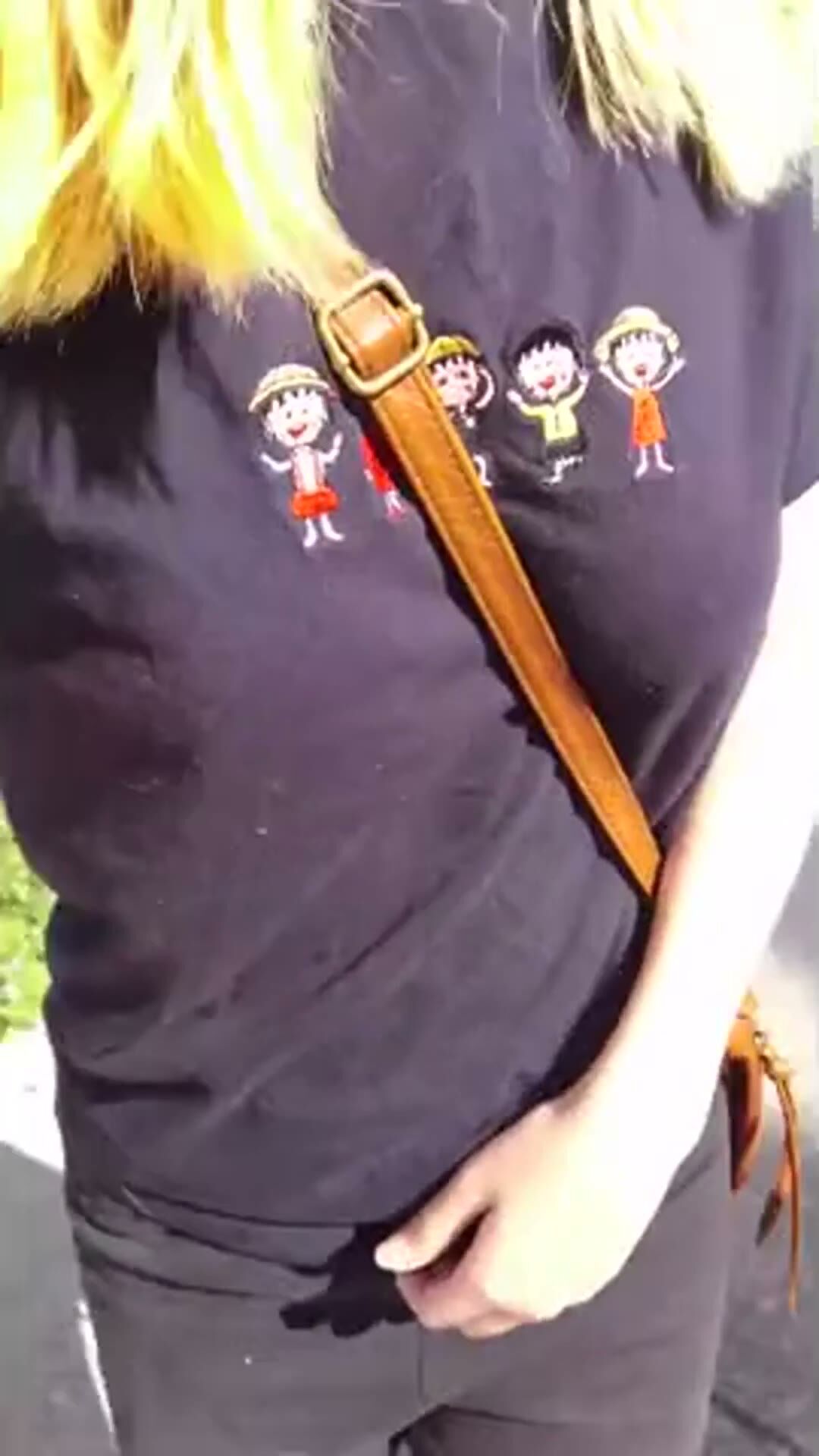 Busty Blonde Flashes Big Tits Outdoors