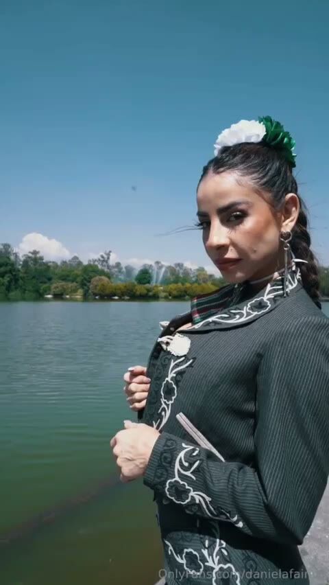 Busty Latina Strips by the Lake