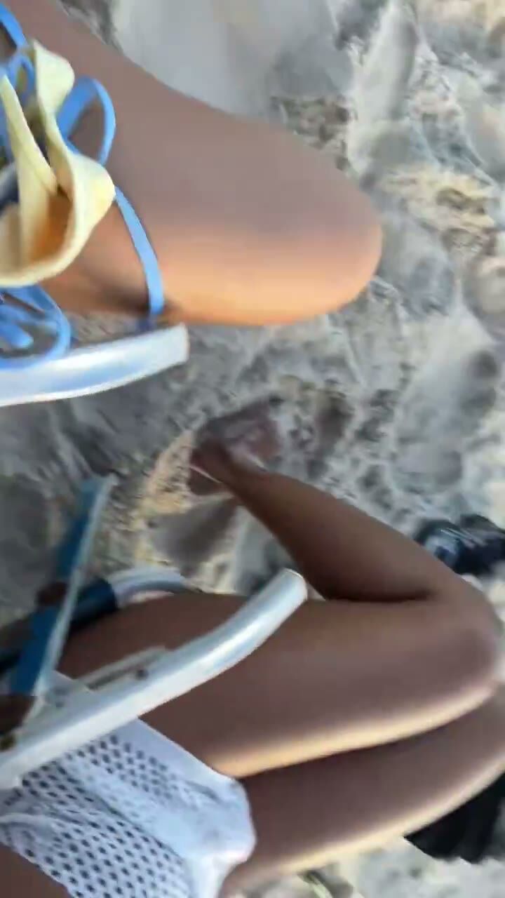 Curvy Brunette Poses Naked on Sunset Beach