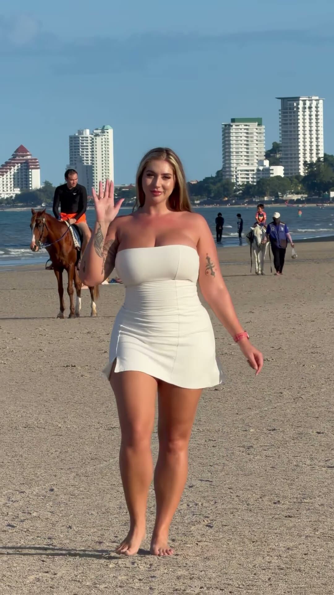 Curvy Blonde Beach Tease