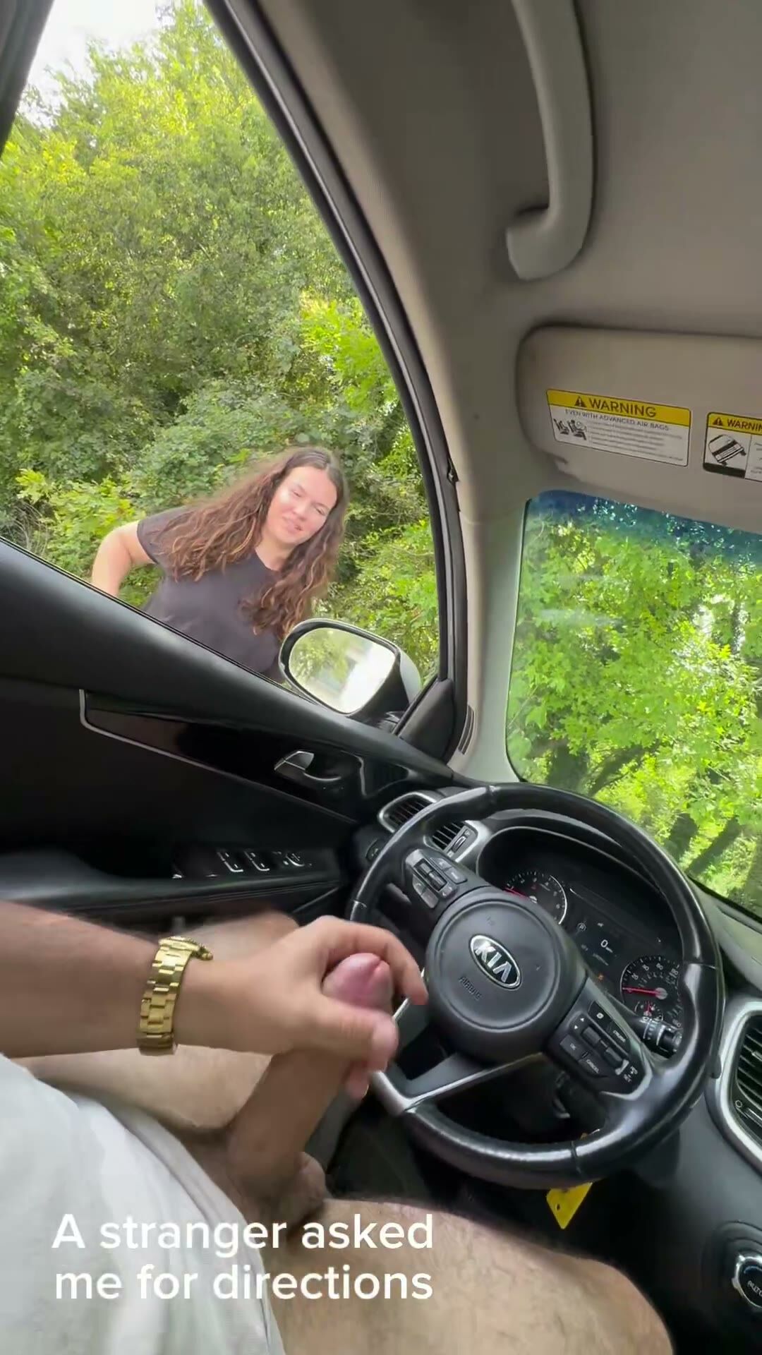 Brunette Stranger Gags on Cock in Car